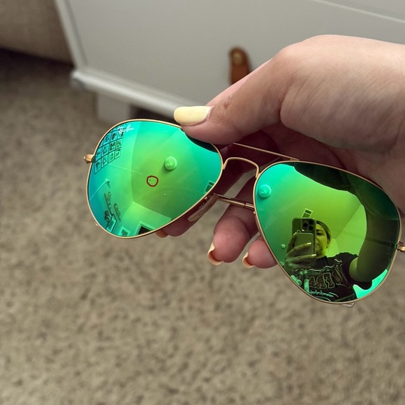 Ray-Ban Aviator Green Flash Lenses Gold Frame - Picture 7 of 7